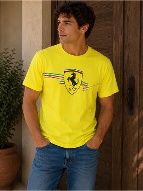 Scuderia Ferrari Yellow Shield Graphic Short Sleeve Tee